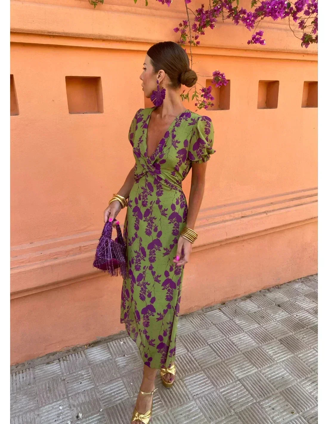 Robe femme col en V