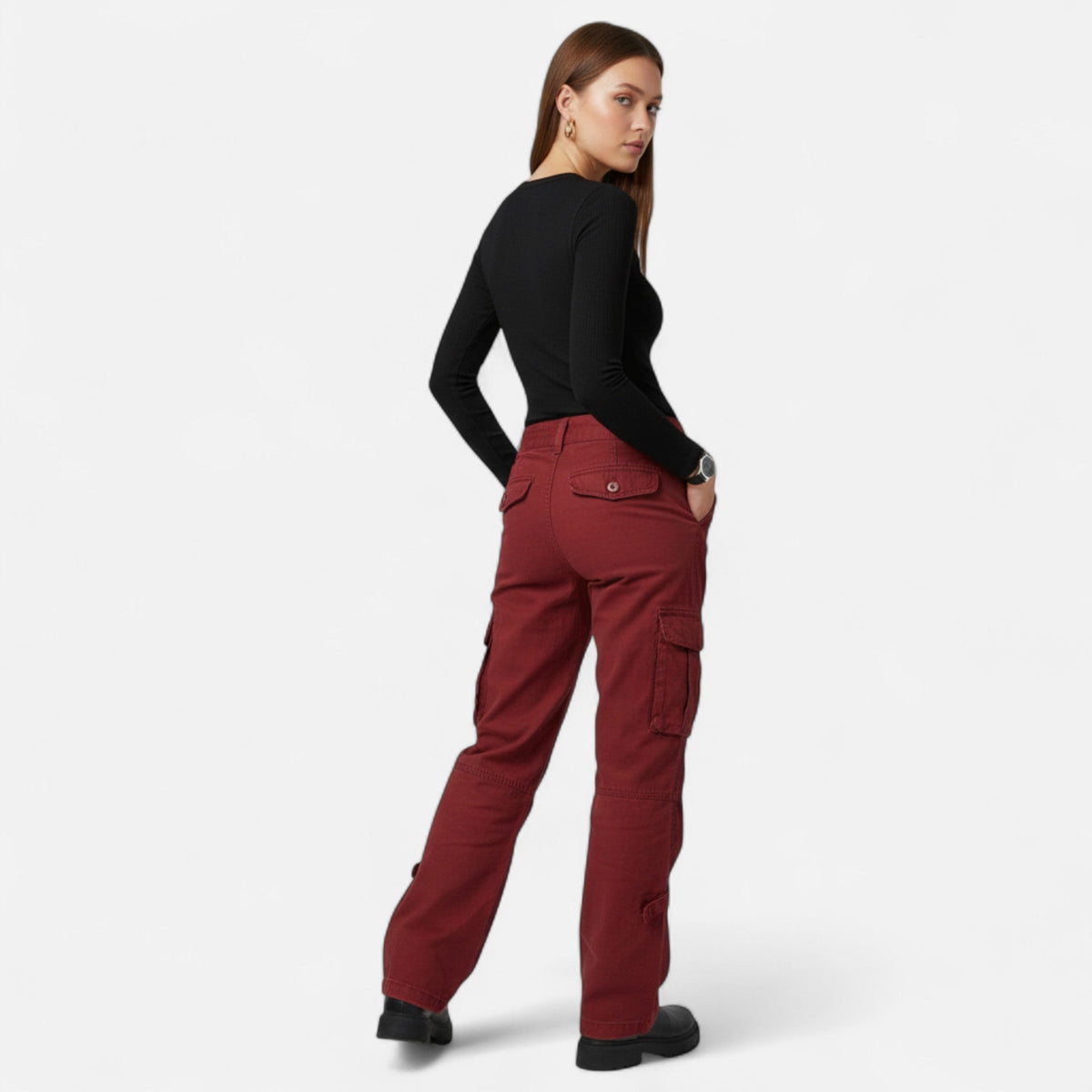 Women's Relaxed Cargo Pants Wide Leg Cotton Everyday