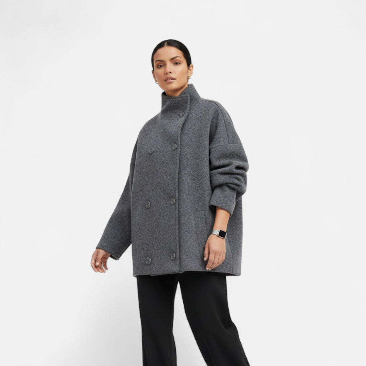 Women's Short Coat with High Collar