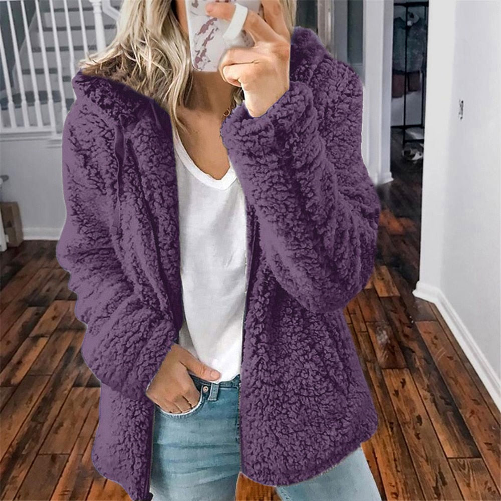 Women's Teddy Hooded Jacket Soft Warm Functional Hood