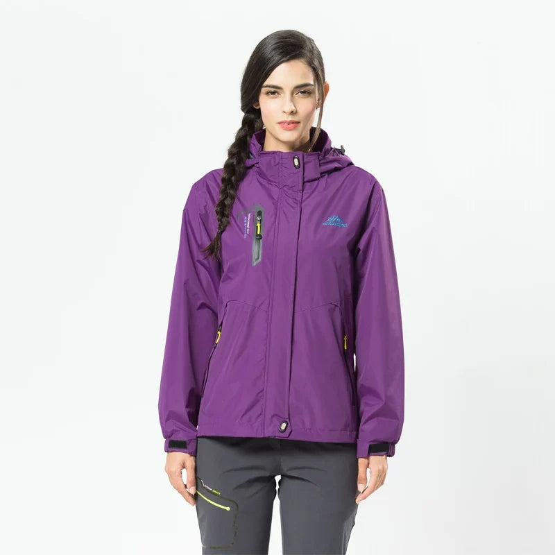 Women's Waterproof Hiking Jacket with Removable Hood