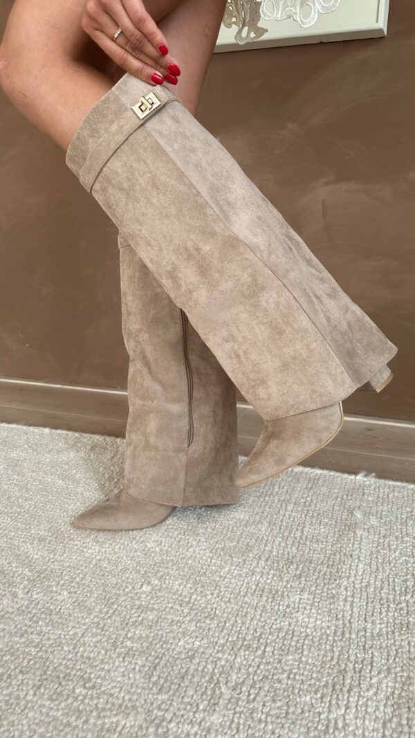 Women's Faux Suede Knee-High Boots Wedge Heel Zip