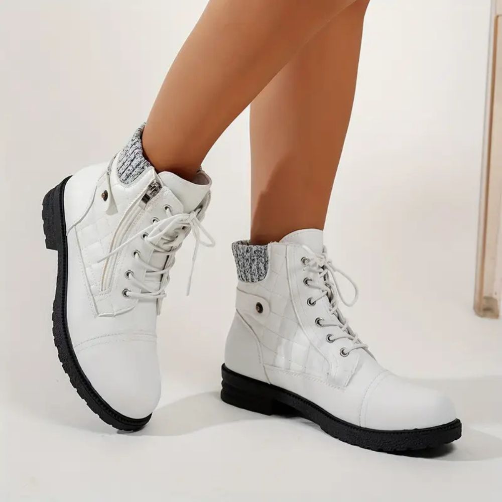 Women's Ankle Boots Leather lace trim