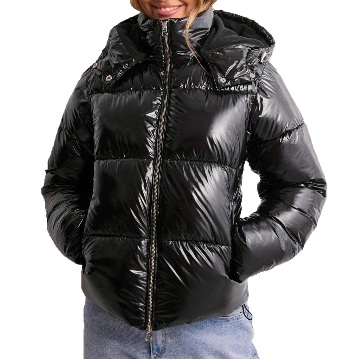 Women's Quilted Jacket with Hood and Pockets