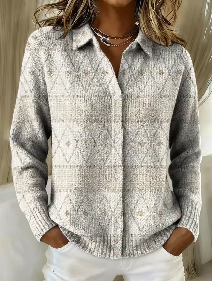 Women's Blouse Denim vertical stripe pattern