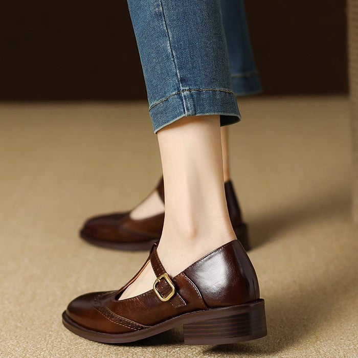 Chaussures Mary Jane pour femmes en cuir