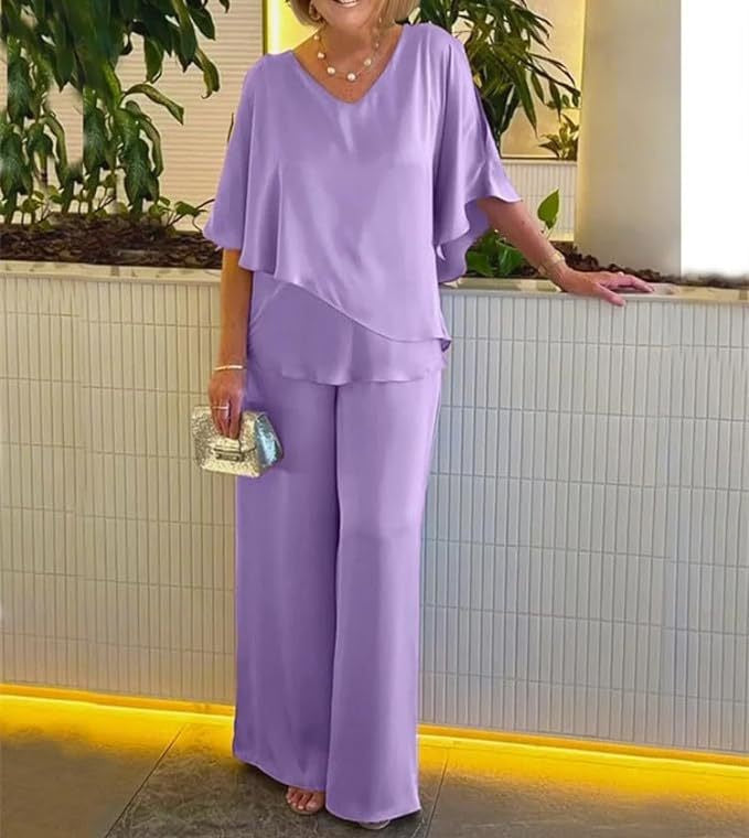 Martha - Conjunto cómodo con pantalones de pierna ancha