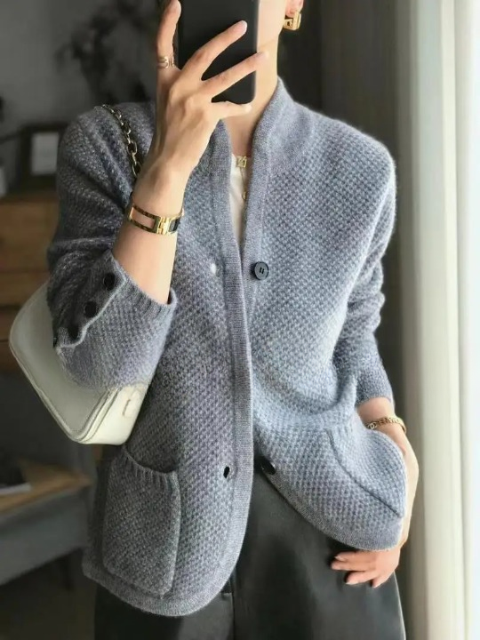 Women's Cashmere Cardigan Button Front Classic Elegant Fit