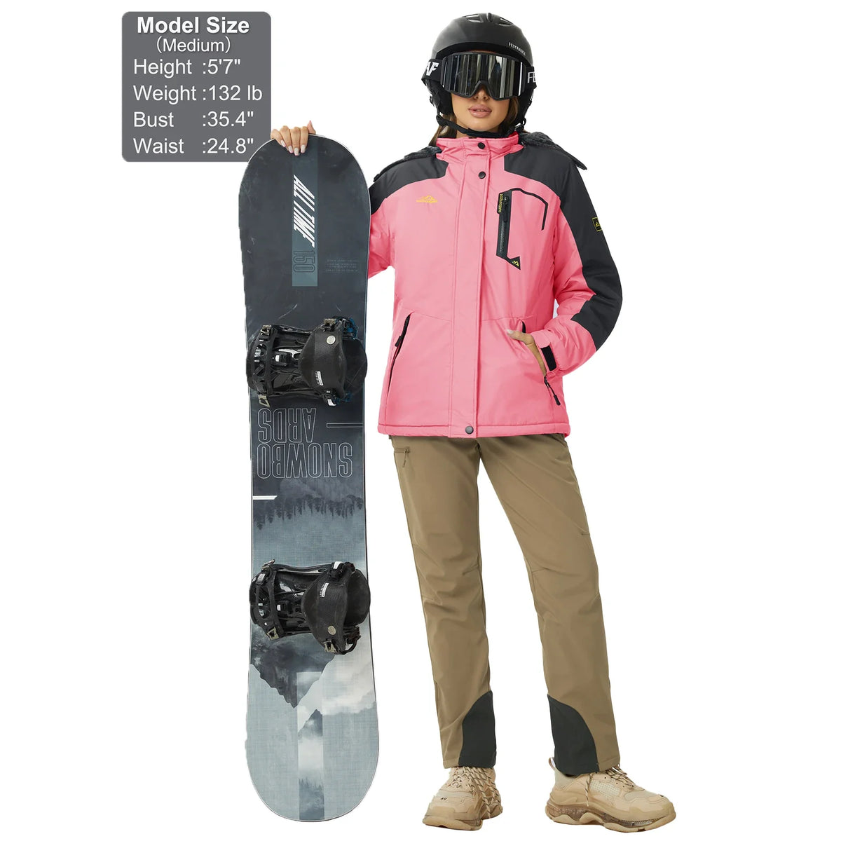 Women's Waterproof Fleece-Lined Parka with Integrated Hood