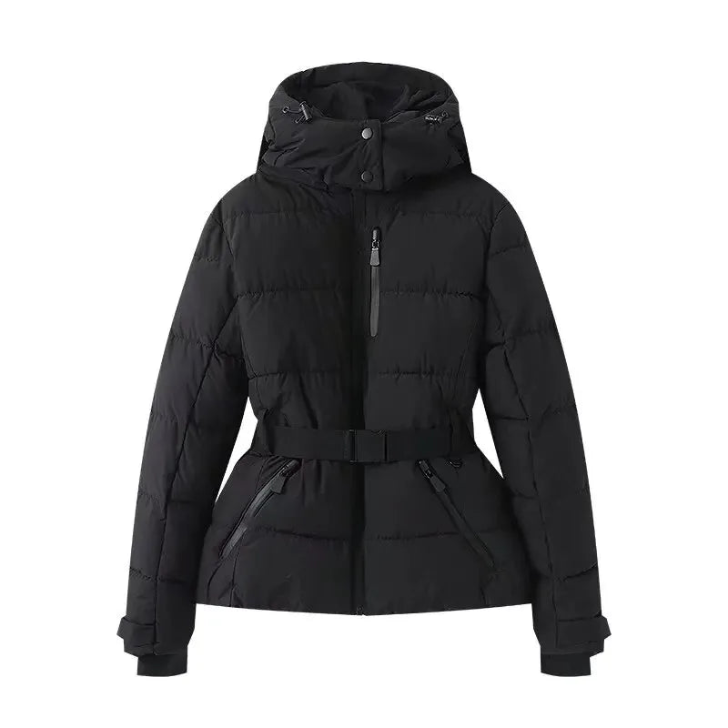 Women's Belted Slim-Fit Hooded Down Jacket