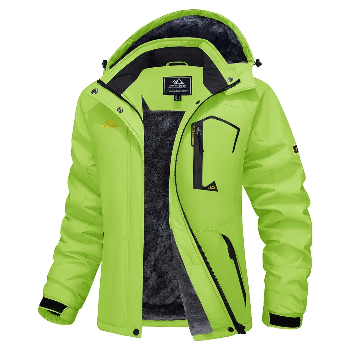 Parka impermeable forrada de forro polar para mujer con capucha integrada