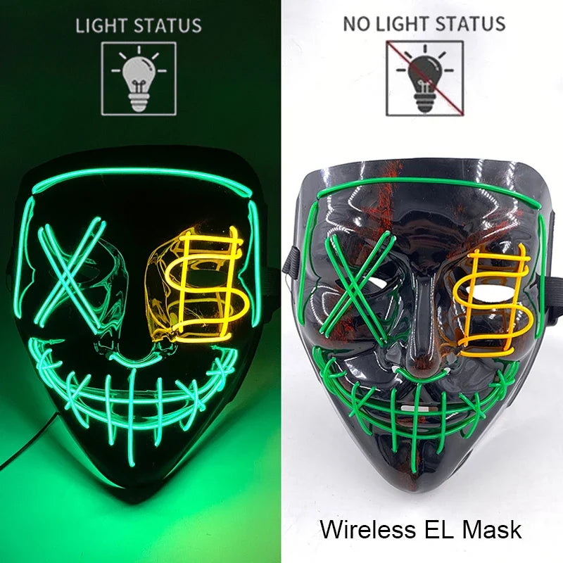Light-Up LED Halloween Mask Unisex Cosplay Costume Party