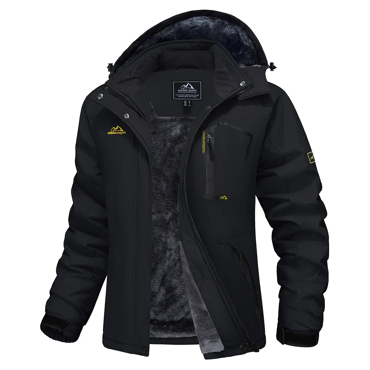 Parka impermeable forrada de forro polar para mujer con capucha integrada