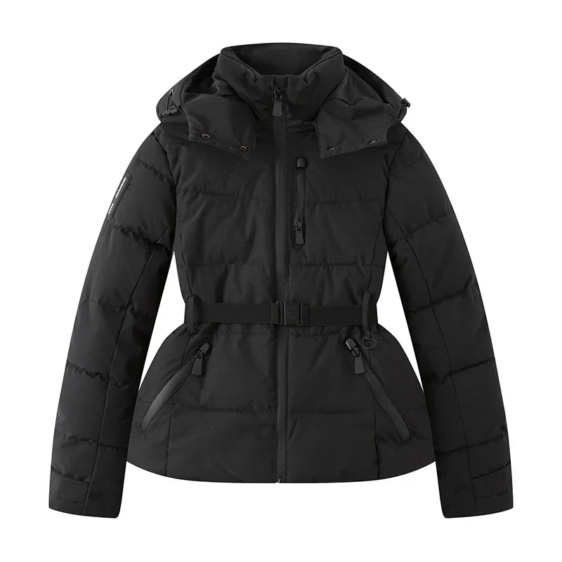 Women's Belted Slim-Fit Hooded Down Jacket
