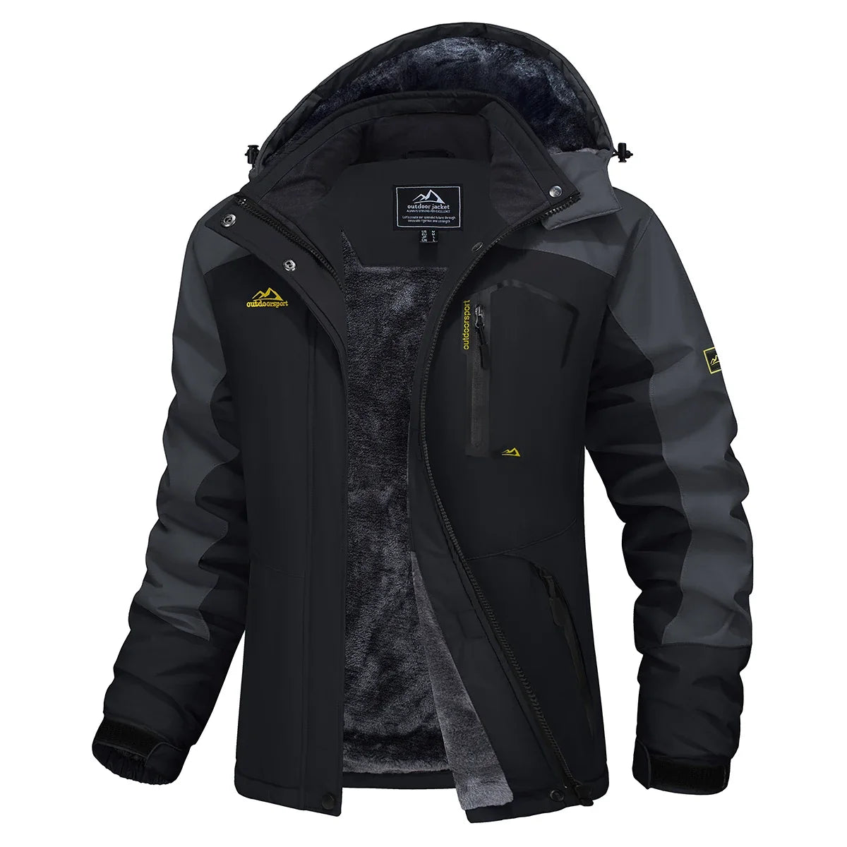 Parka impermeable forrada de forro polar para mujer con capucha integrada