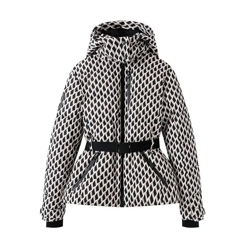 Women's Belted Slim-Fit Hooded Down Jacket