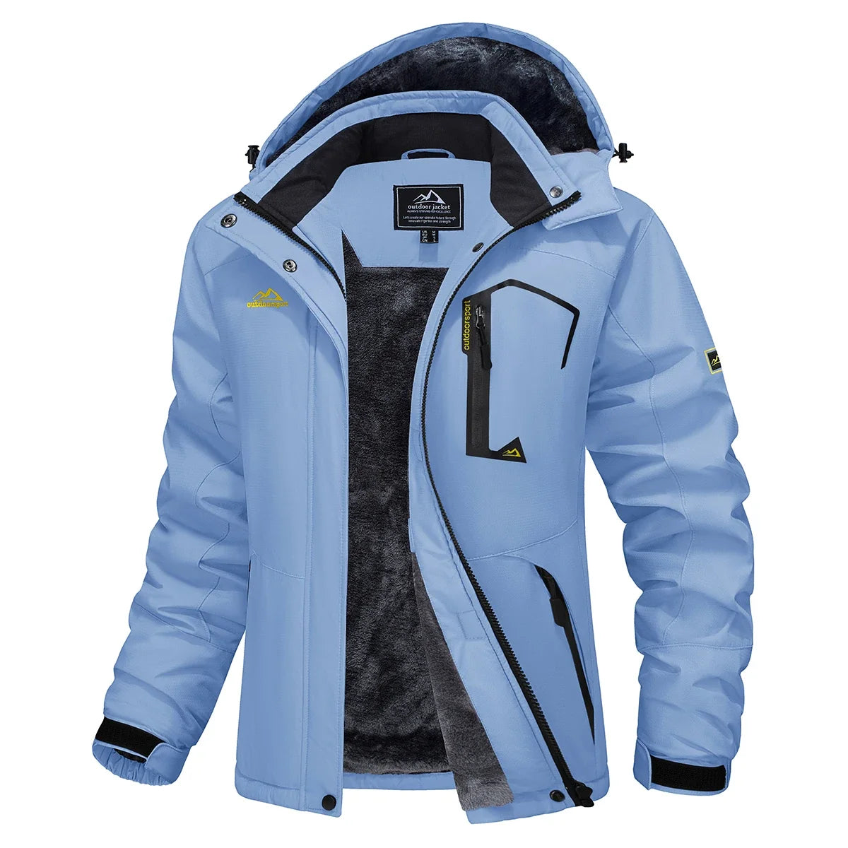 Parka impermeable forrada de forro polar para mujer con capucha integrada