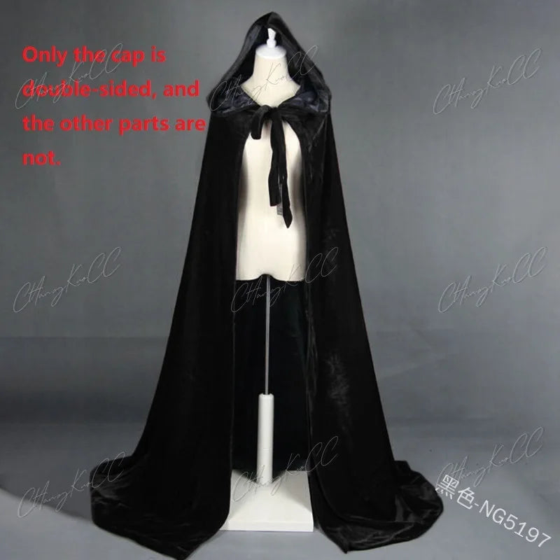 Velvet Hooded Cape Unisex Halloween Cosplay Witch Costume