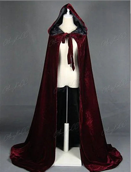Velvet Hooded Cape Unisex Halloween Cosplay Witch Costume