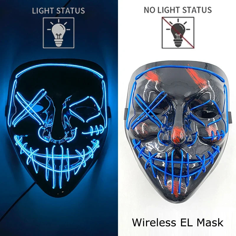 Light-Up LED Halloween Mask Unisex Cosplay Costume Party