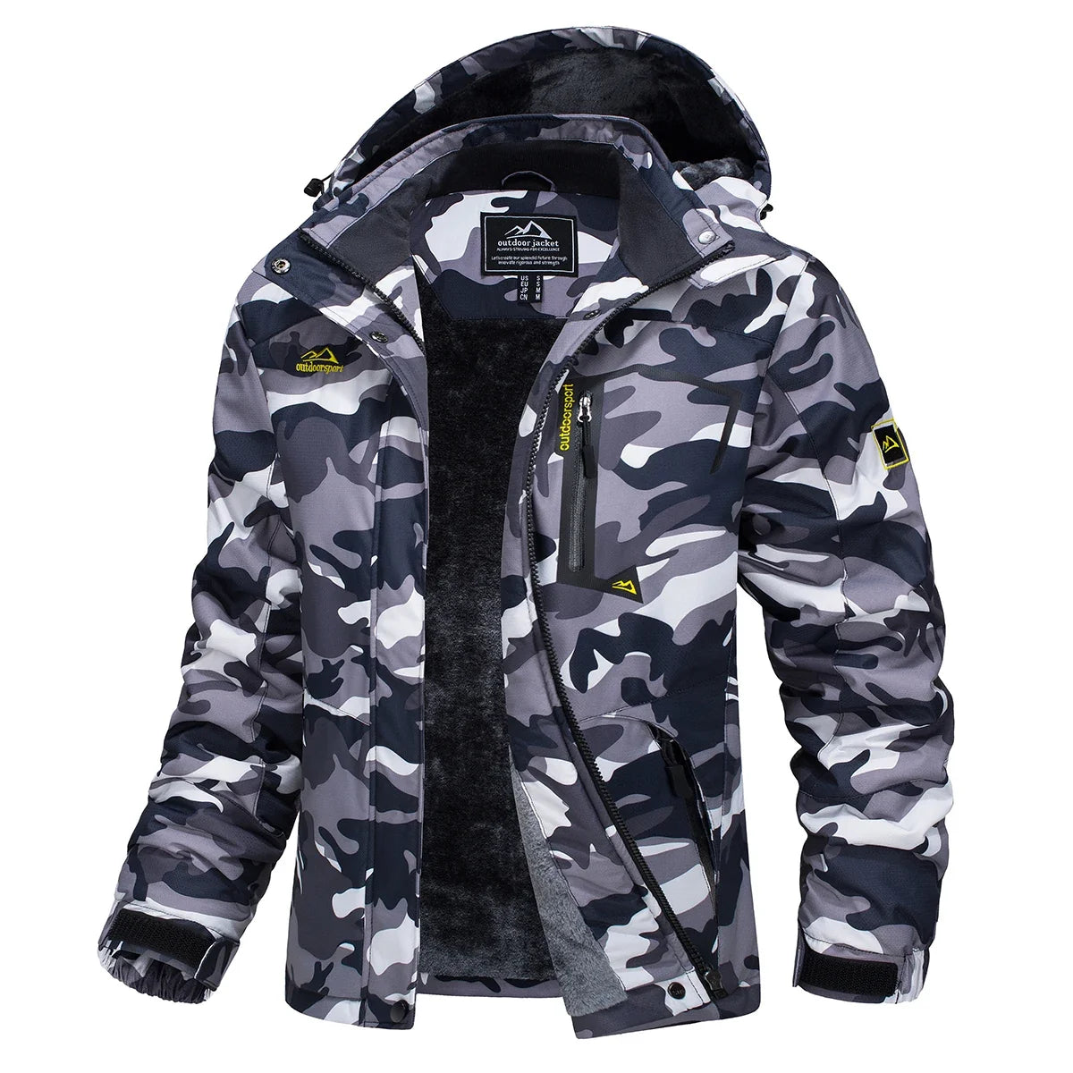 Parka impermeable forrada de forro polar para mujer con capucha integrada
