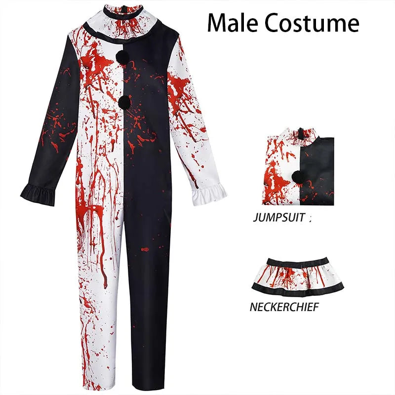 Bloody Clown Costume Men's & Women's Halloween Horror Carnival