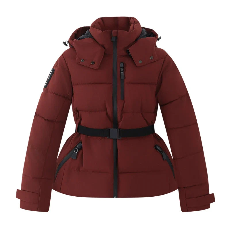 Women's Belted Slim-Fit Hooded Down Jacket