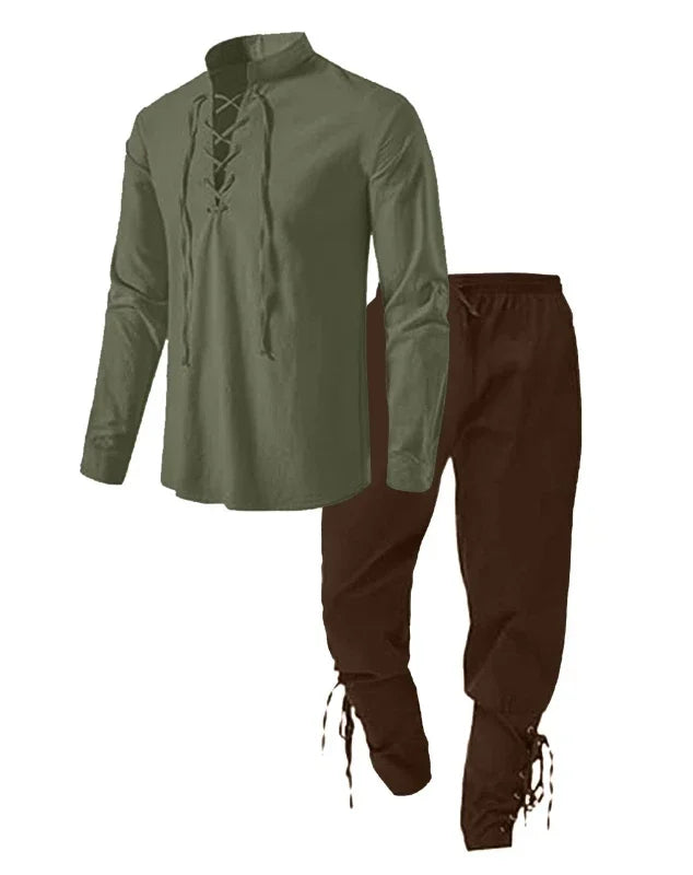 Medieval Pirate Shirt & Trousers Set Men's Halloween Cosplay