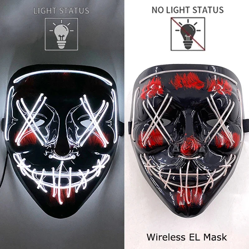 Light-Up LED Halloween Mask Unisex Cosplay Costume Party