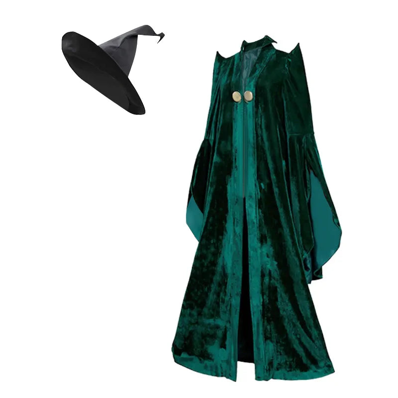 Witch Professor Robe & Hat Set Halloween Cosplay Costume