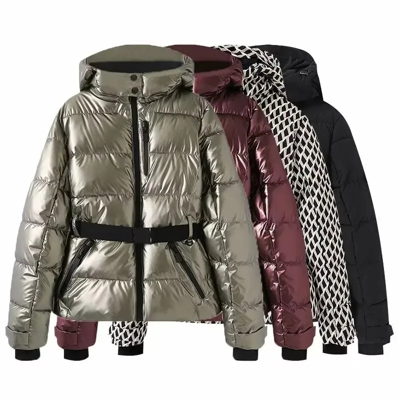 Women's Belted Slim-Fit Hooded Down Jacket