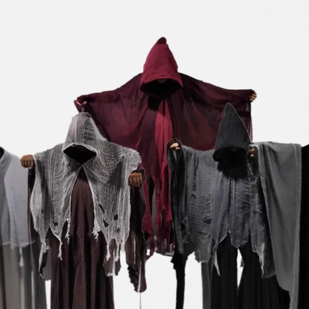 Frayed Ghost Cape with Hood Unisex Halloween Horror Cosplay