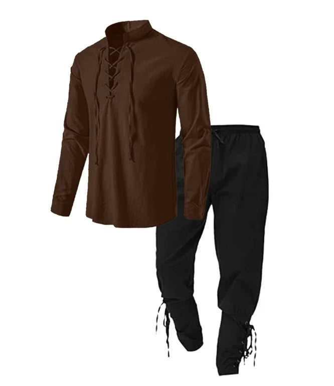 Medieval Pirate Shirt & Trousers Set Men's Halloween Cosplay
