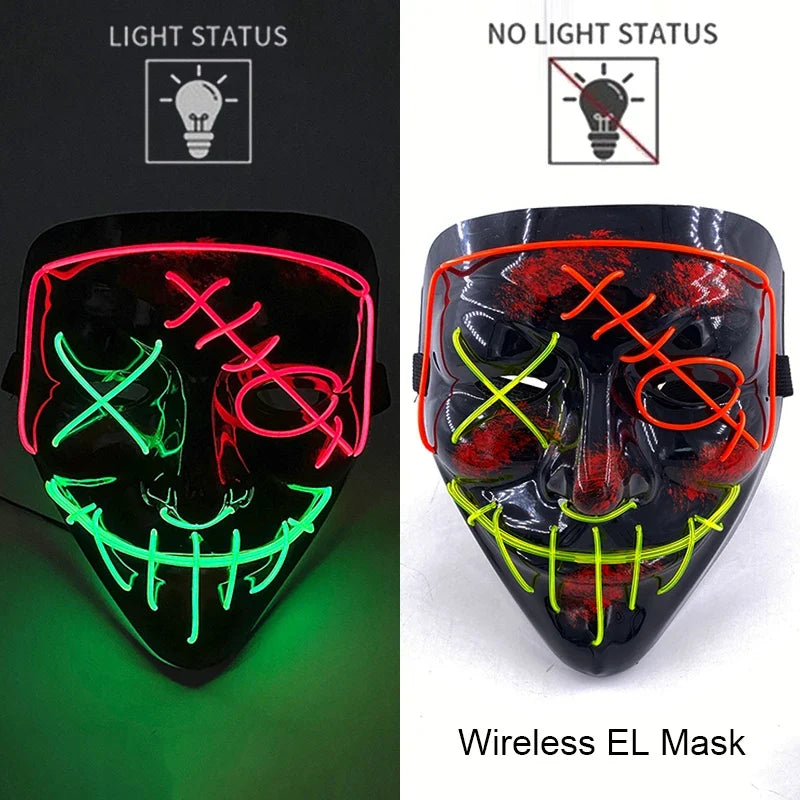 Light-Up LED Halloween Mask Unisex Cosplay Costume Party