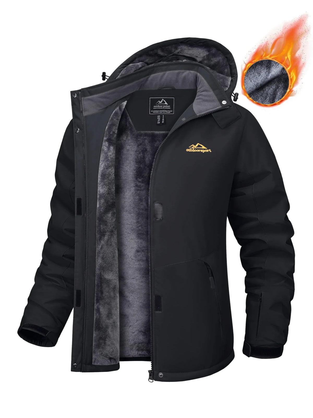 Women's Waterproof Parka with Hood and Fleece Lining