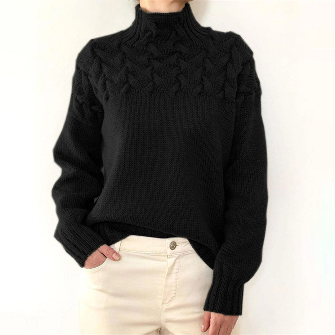 Suéter de punto oversize para mujer con cuello alto