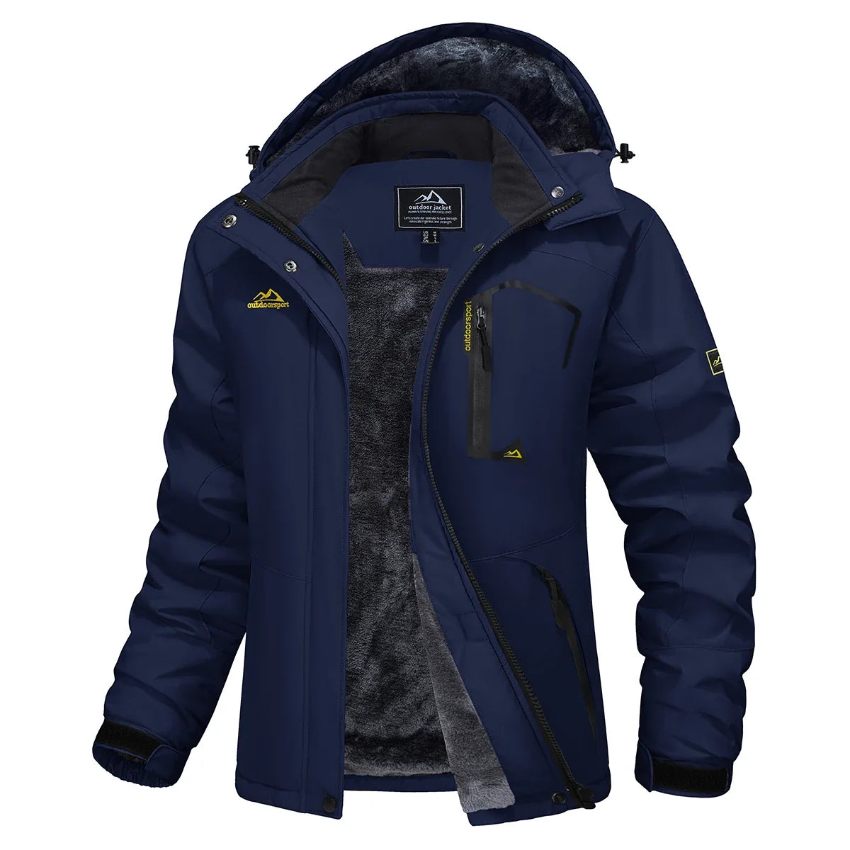 Parka impermeable forrada de forro polar para mujer con capucha integrada