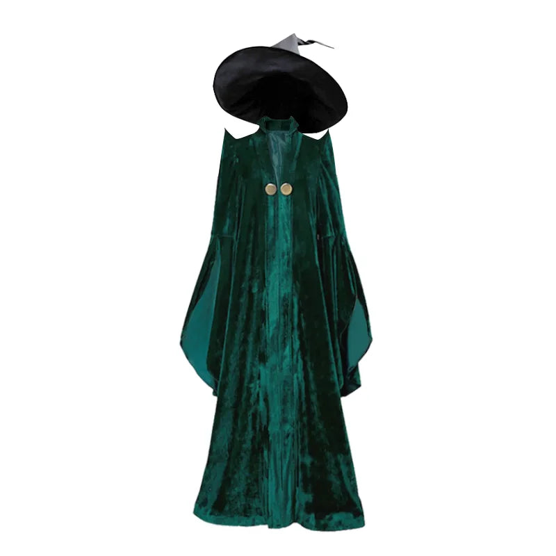 Witch Professor Robe & Hat Set Halloween Cosplay Costume