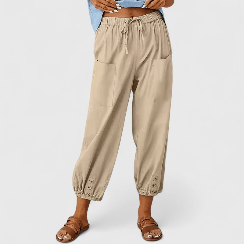 Women's Wide-Leg Pants Linen-Cotton Blend