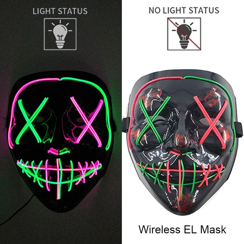 Light-Up LED Halloween Mask Unisex Cosplay Costume Party