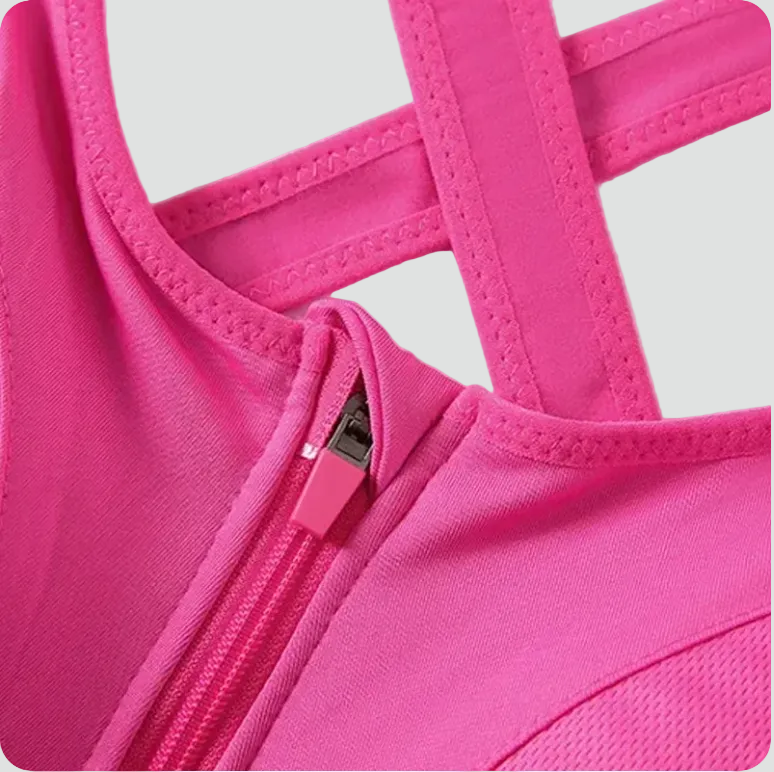 Sujetador deportivo para mujer con cremallera frontal y ajuste trasero