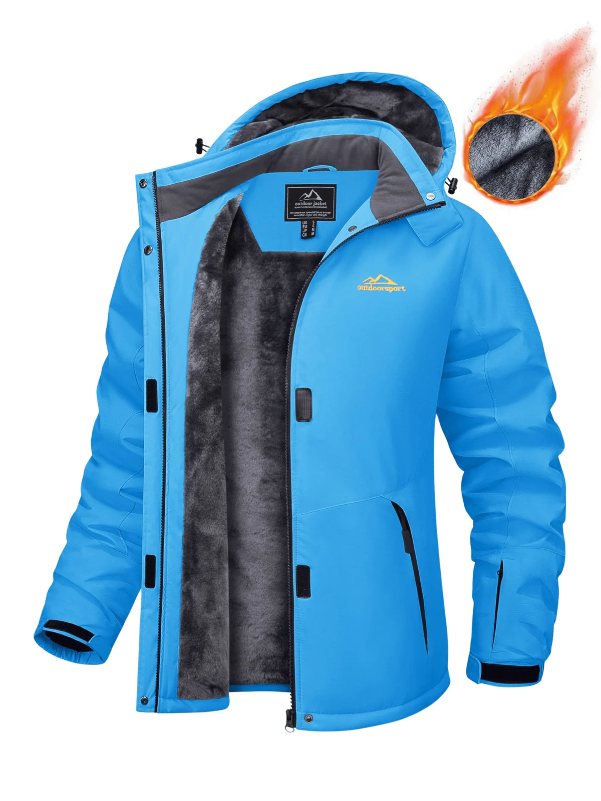 Women's Waterproof Parka with Hood and Fleece Lining