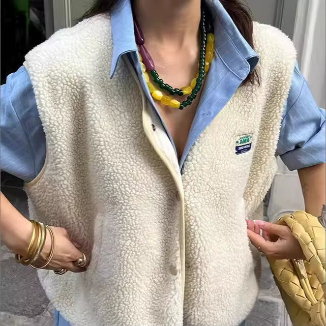 Women's Sleeveless Teddy Fleece Gilet Cosy Warm Casual