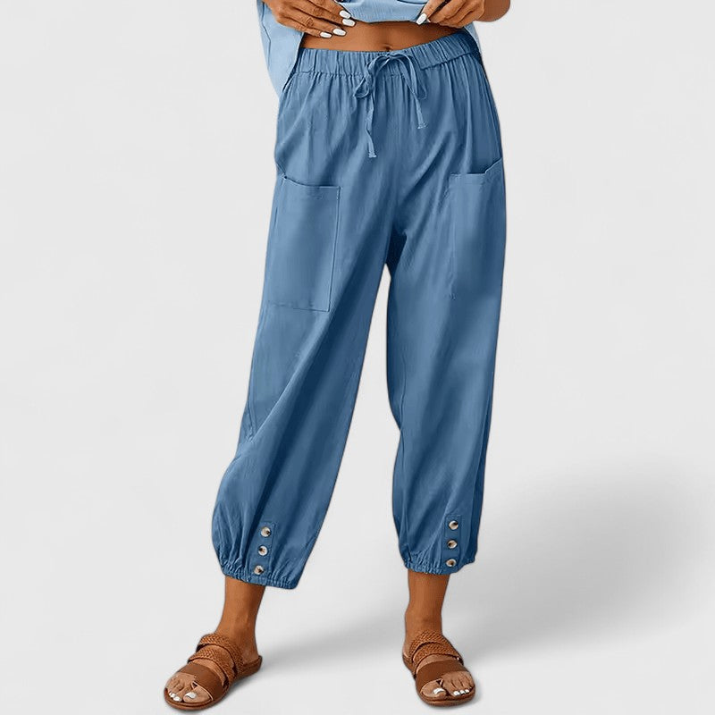 Women's Wide-Leg Pants Linen-Cotton Blend