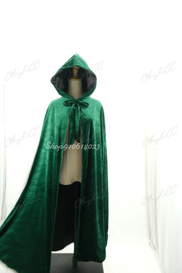 Velvet Hooded Cape Unisex Halloween Cosplay Witch Costume