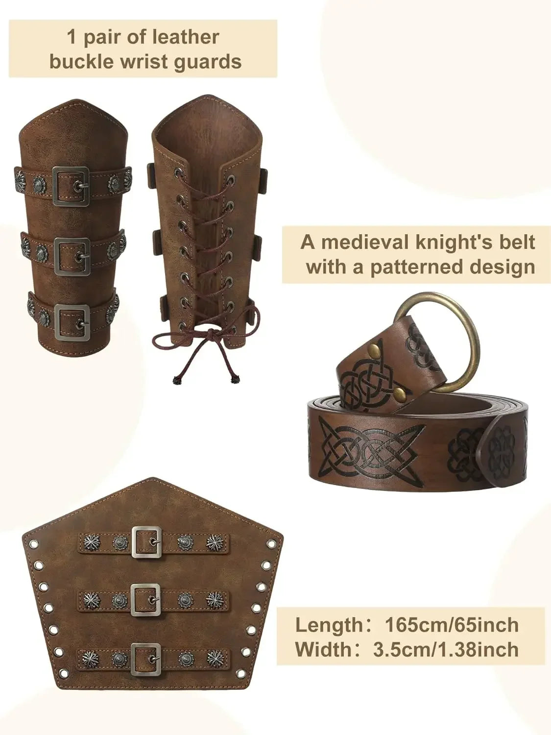 Homme Ensemble Chemise Pantalon Médiéval Halloween Cosplay Ceinture Viking