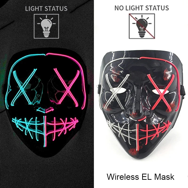 Light-Up LED Halloween Mask Unisex Cosplay Costume Party