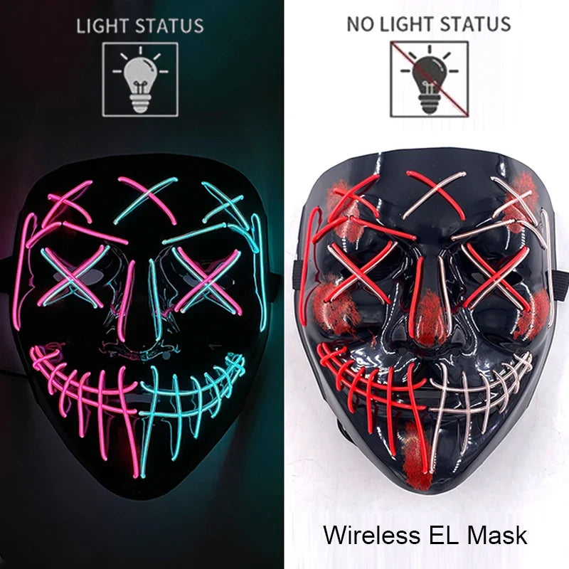 Light-Up LED Halloween Mask Unisex Cosplay Costume Party