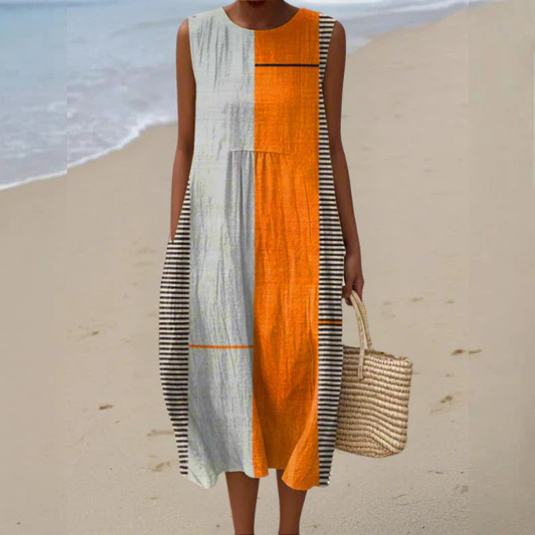 Women's Midi Dress vertical stripe pattern
