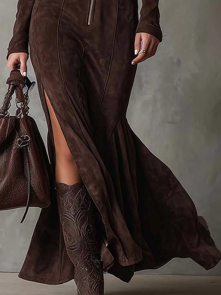 Women's Maxi Dress Satin removable waist belt